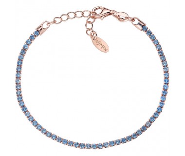 Bracciale Tennis Amen Gioielli Argento 925 Azzurro