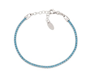 Bracciale Tennis Amen Gioielli Argento 925 Azzurro